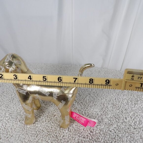 VICTORIA SECRET VS PINK 7" Gold Metallic Stuffed Animal Puppy Dog Plush Toy - Picture 7 of 7